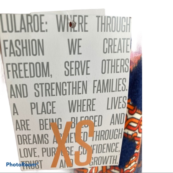 LuLaRoe Blue Orange Chain Link Diamonds Irma XS - Picture 2 of 3